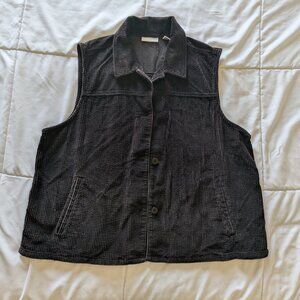 Nordstrom Black Collared Button Down Cotton Corduroy Vest XL